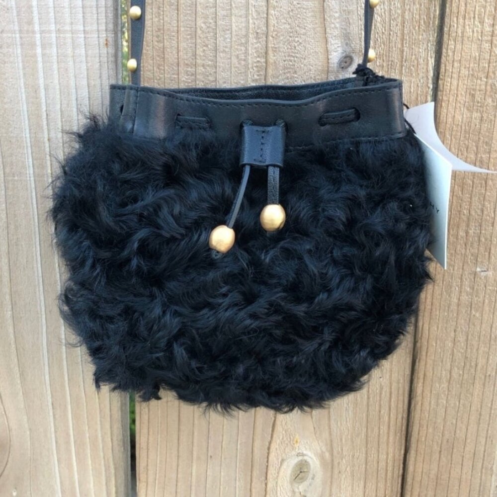 Philosophy by Lorenzo Serafini Curly Wool Crossbody Bag Black New With Tags